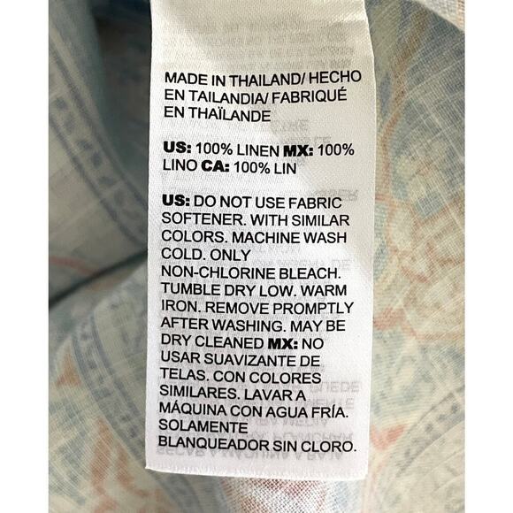 Chico’s Linen Mosaic Print Button Down Top Size 3 (XL) Pastel Blue Multi Boho - Picture 11 of 11